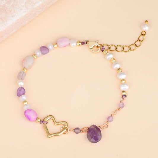 Stilvolles Herz-Amethyst-Armband 