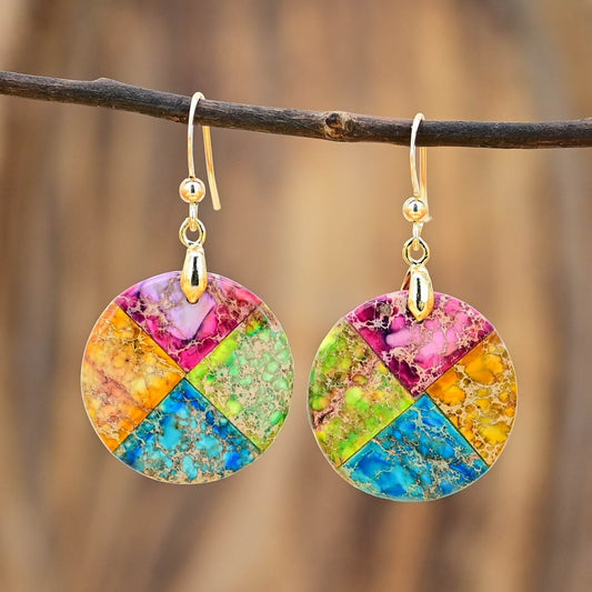 Splashy Circle Emperor Stone Earrings