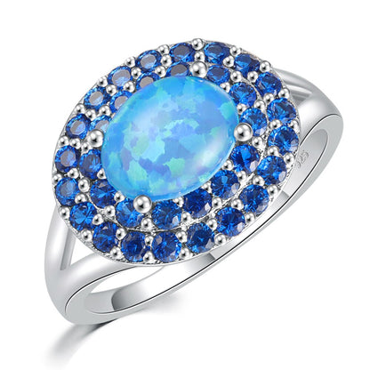 Elegant Blue Fire Opal Ring