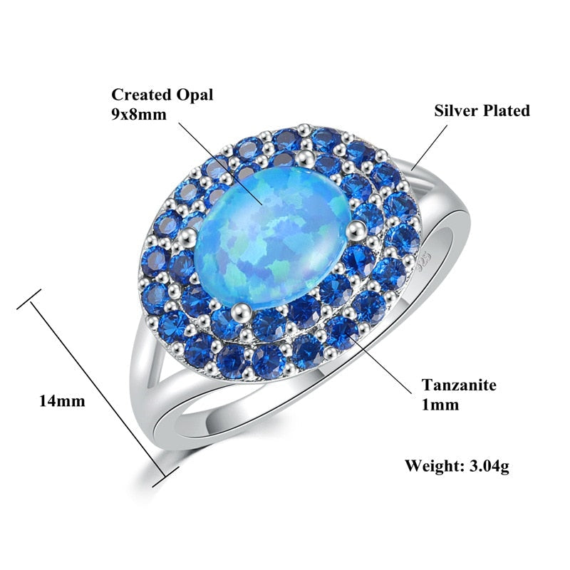Elegant Blue Fire Opal Ring