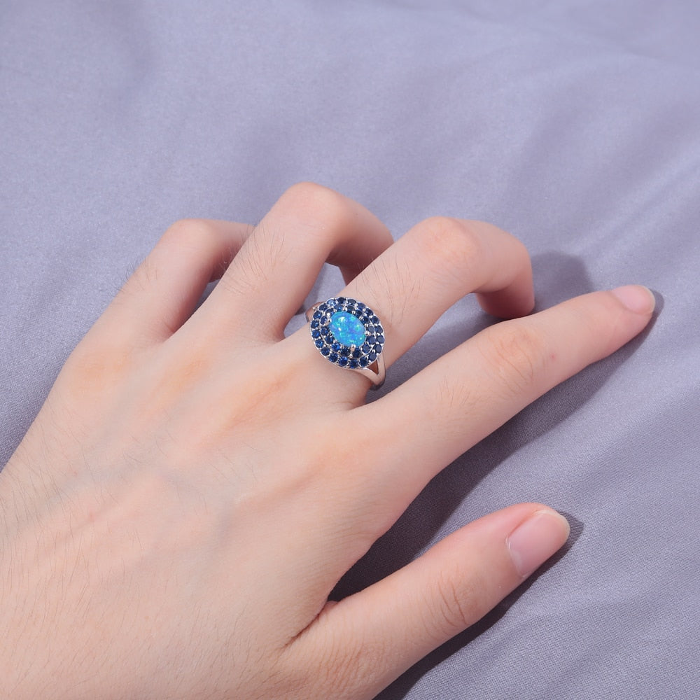 Elegant Blue Fire Opal Ring