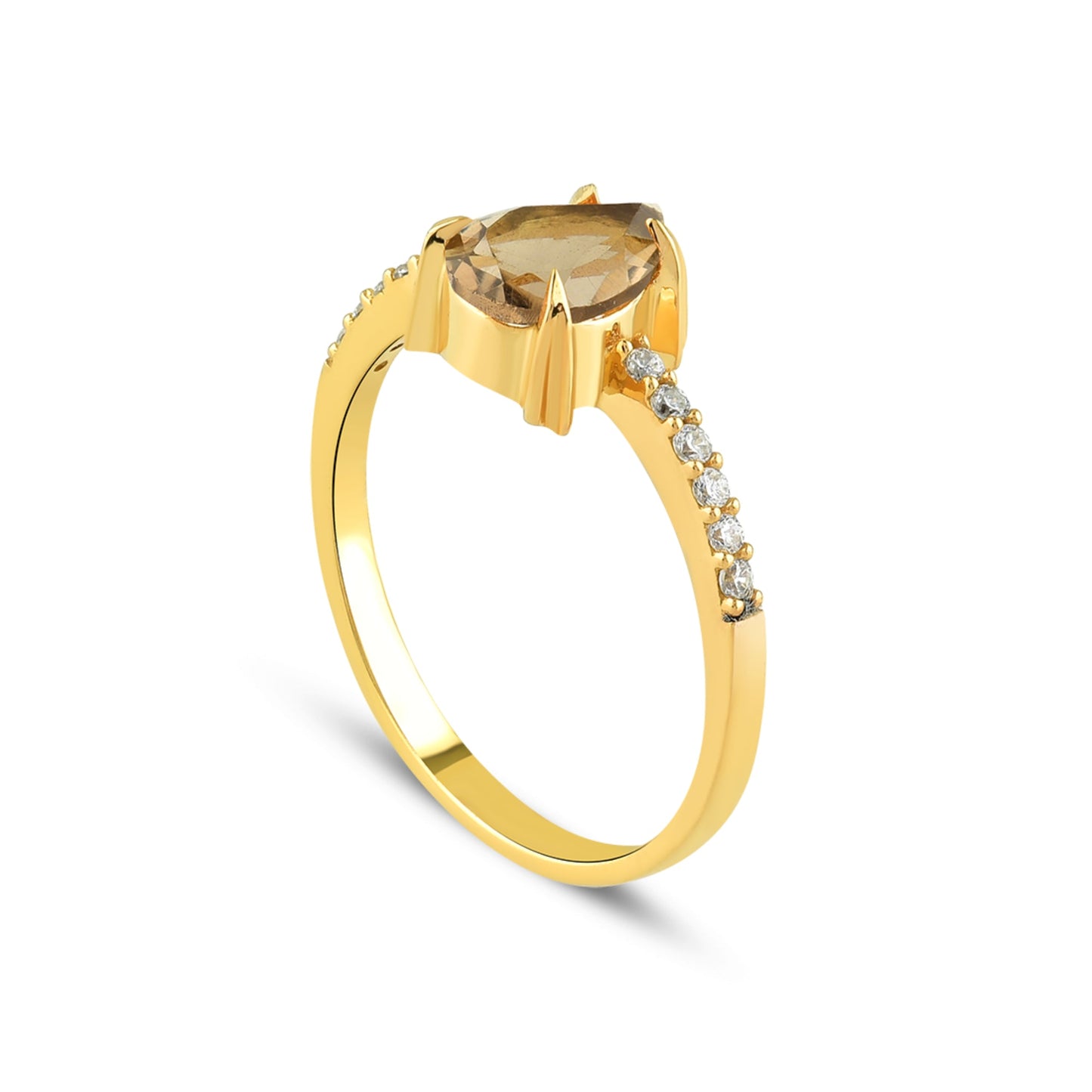 Scintillante Funkelnder Quarz-Goldring 