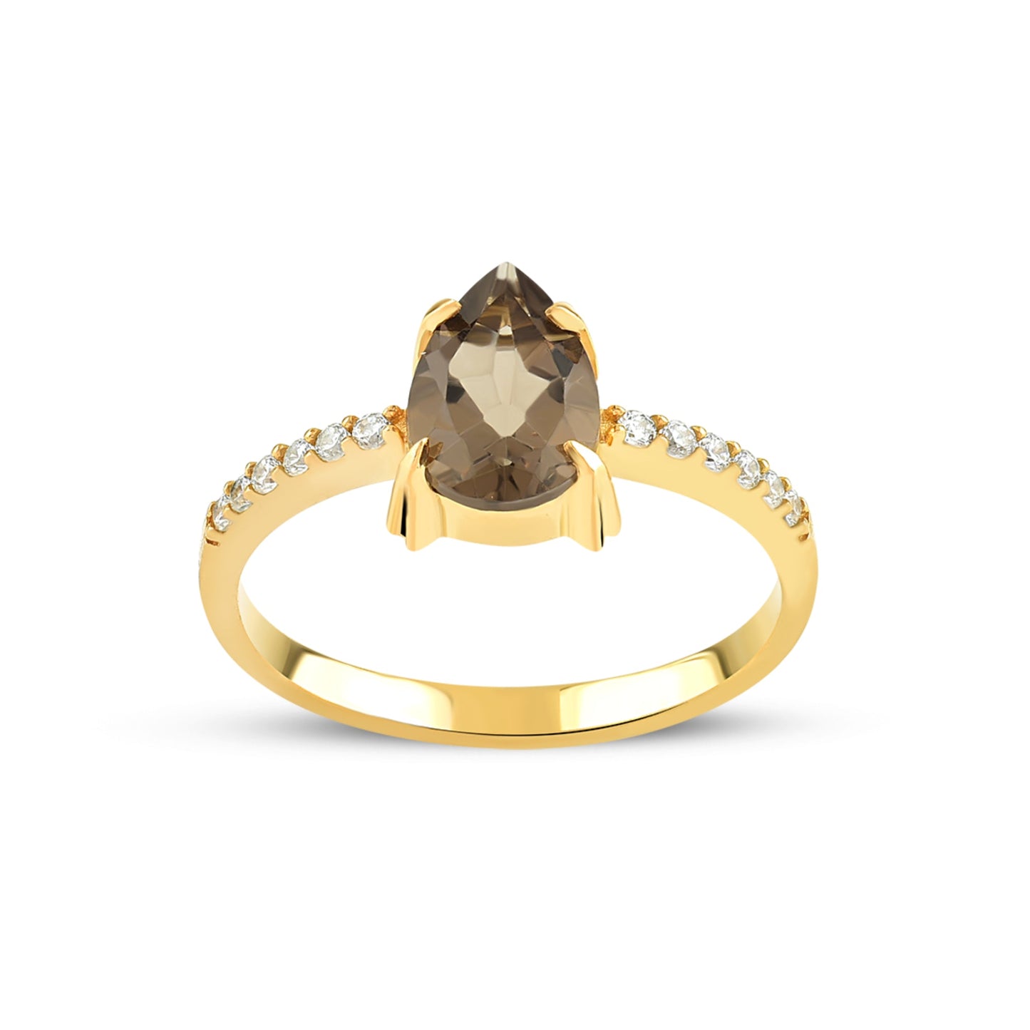 Scintillante Funkelnder Quarz-Goldring 
