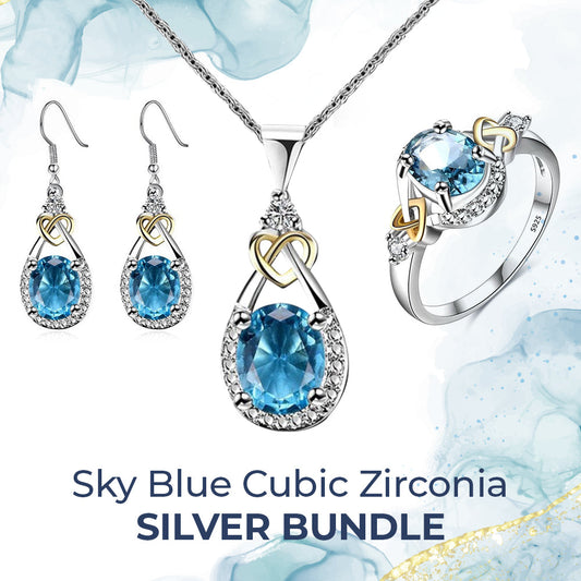Sky Blue Cubic Zirconia Silver Bundle