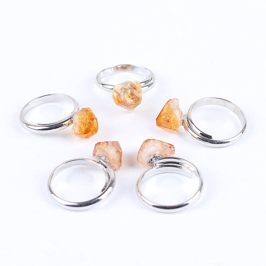 Spiritual Raw Citrine Crystal Irregular Ring