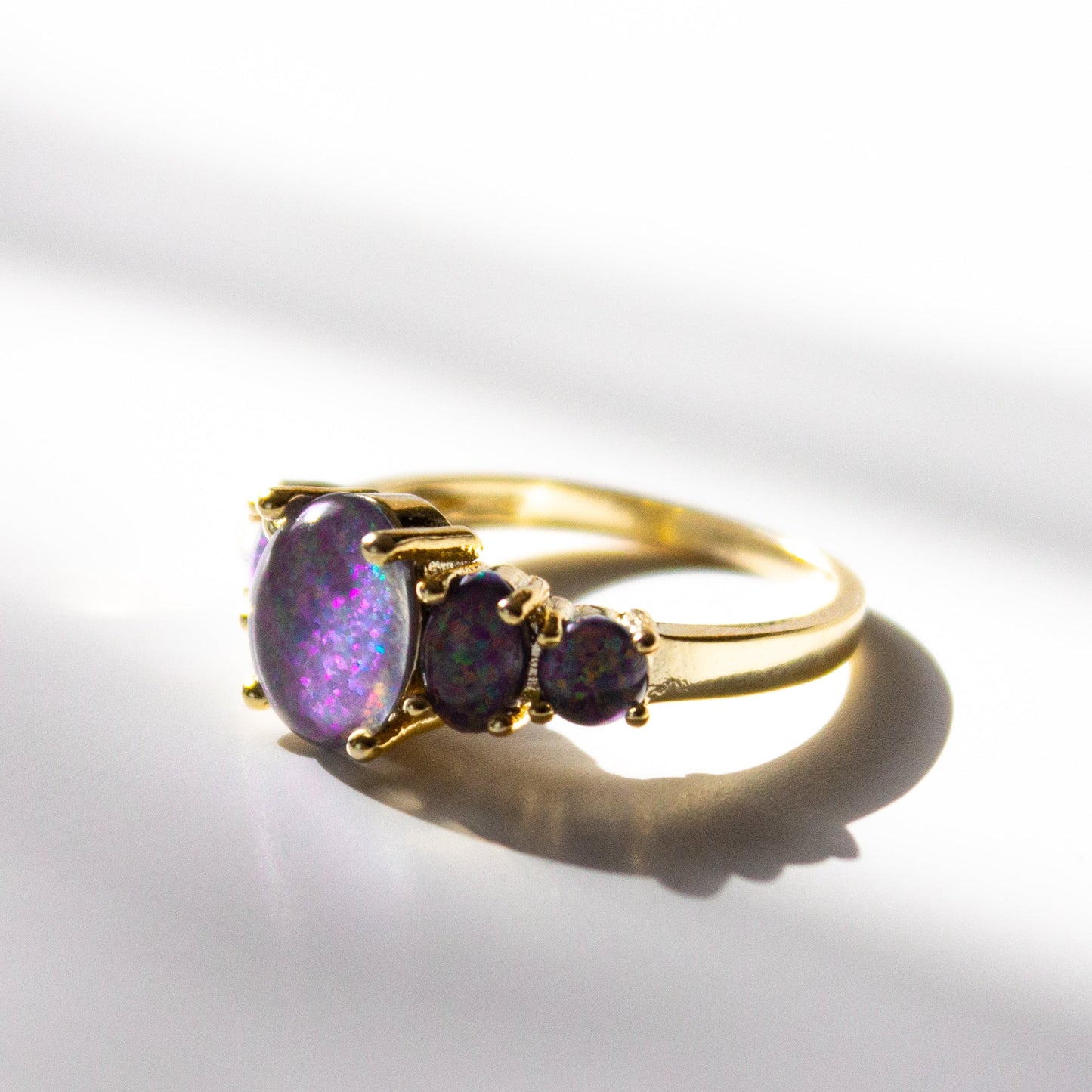 Purple Sky Fire Opal Ring