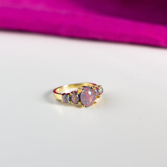 Purple Sky Fire Opal Ring