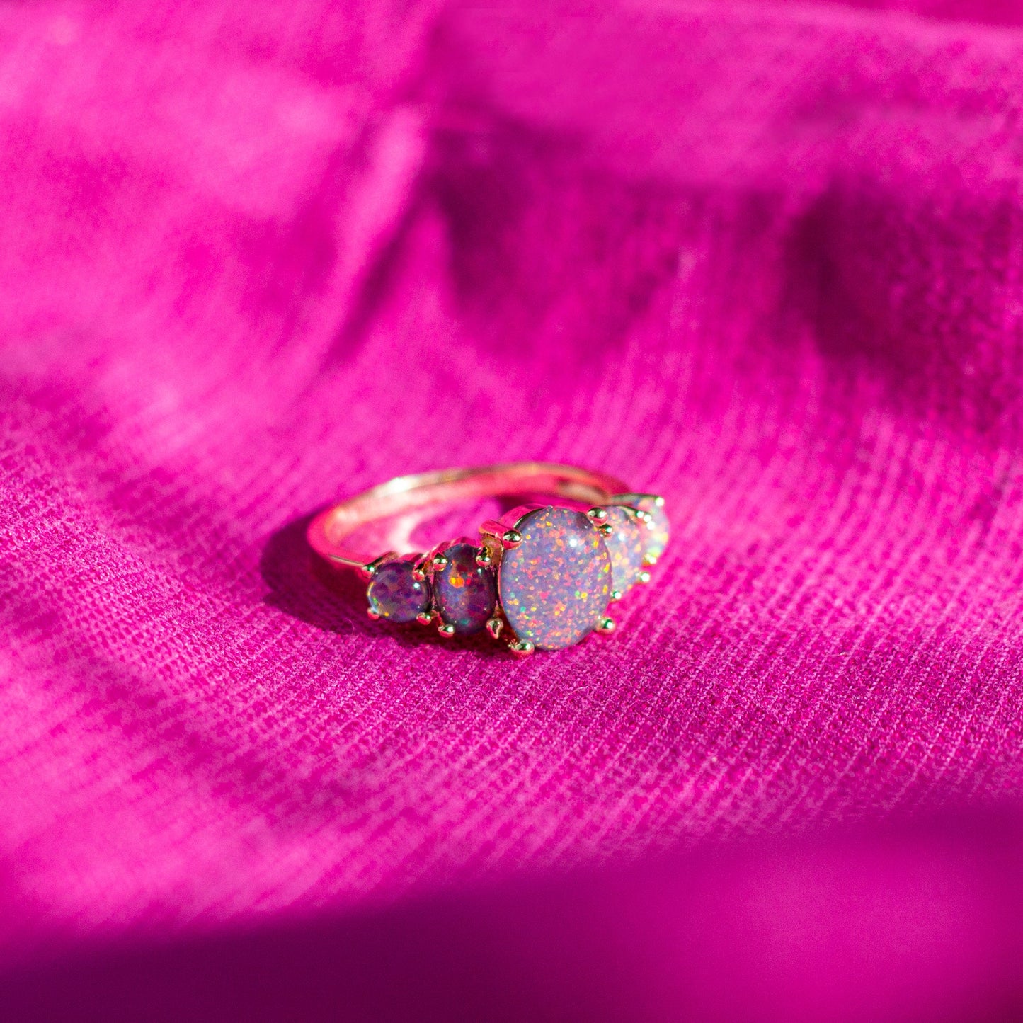 Purple Sky Fire Opal Ring