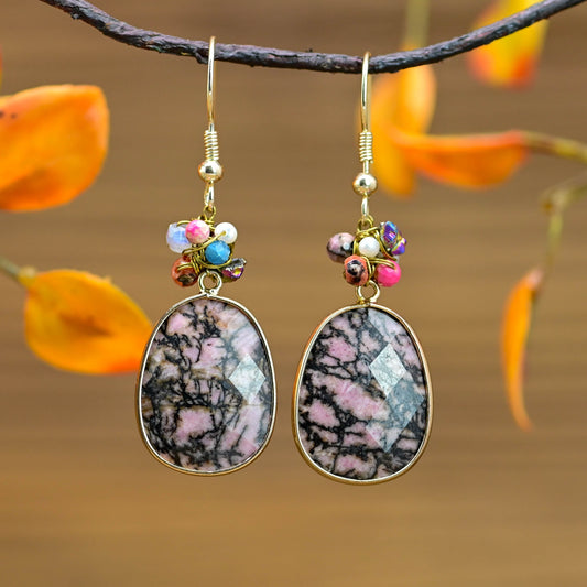 Spiritual Pink Stone Earrings