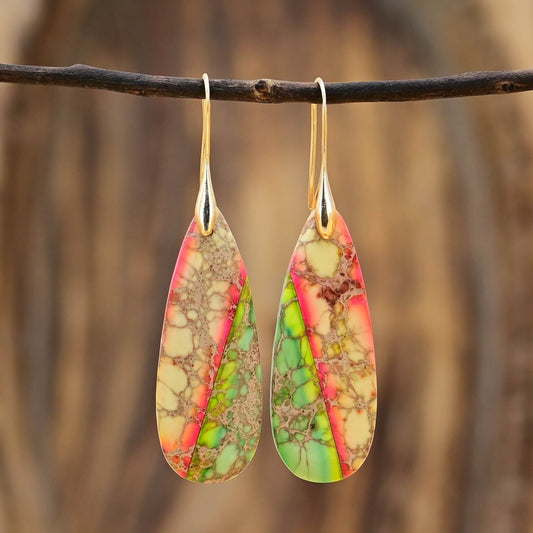 Sunset of Nature Emperor Stone Drop Earrings