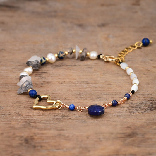 Stilvolles Herz-Lapislazuli-Armband 