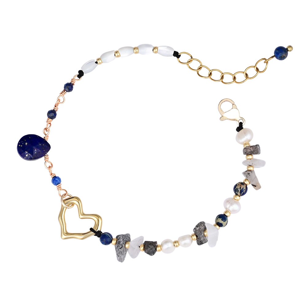 Stilvolles Herz-Lapislazuli-Armband 