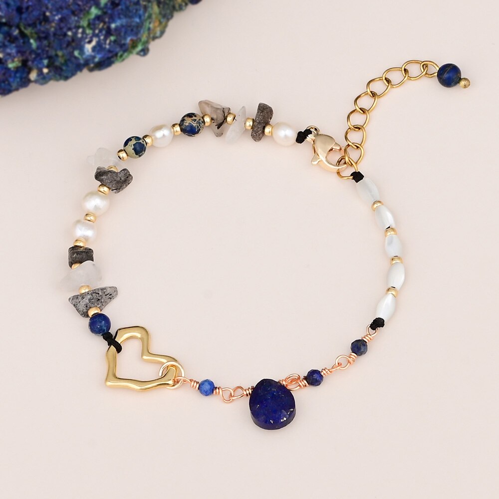 Stilvolles Herz-Lapislazuli-Armband 