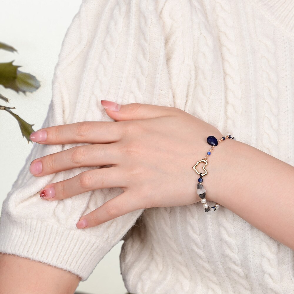 Stilvolles Herz-Lapislazuli-Armband 