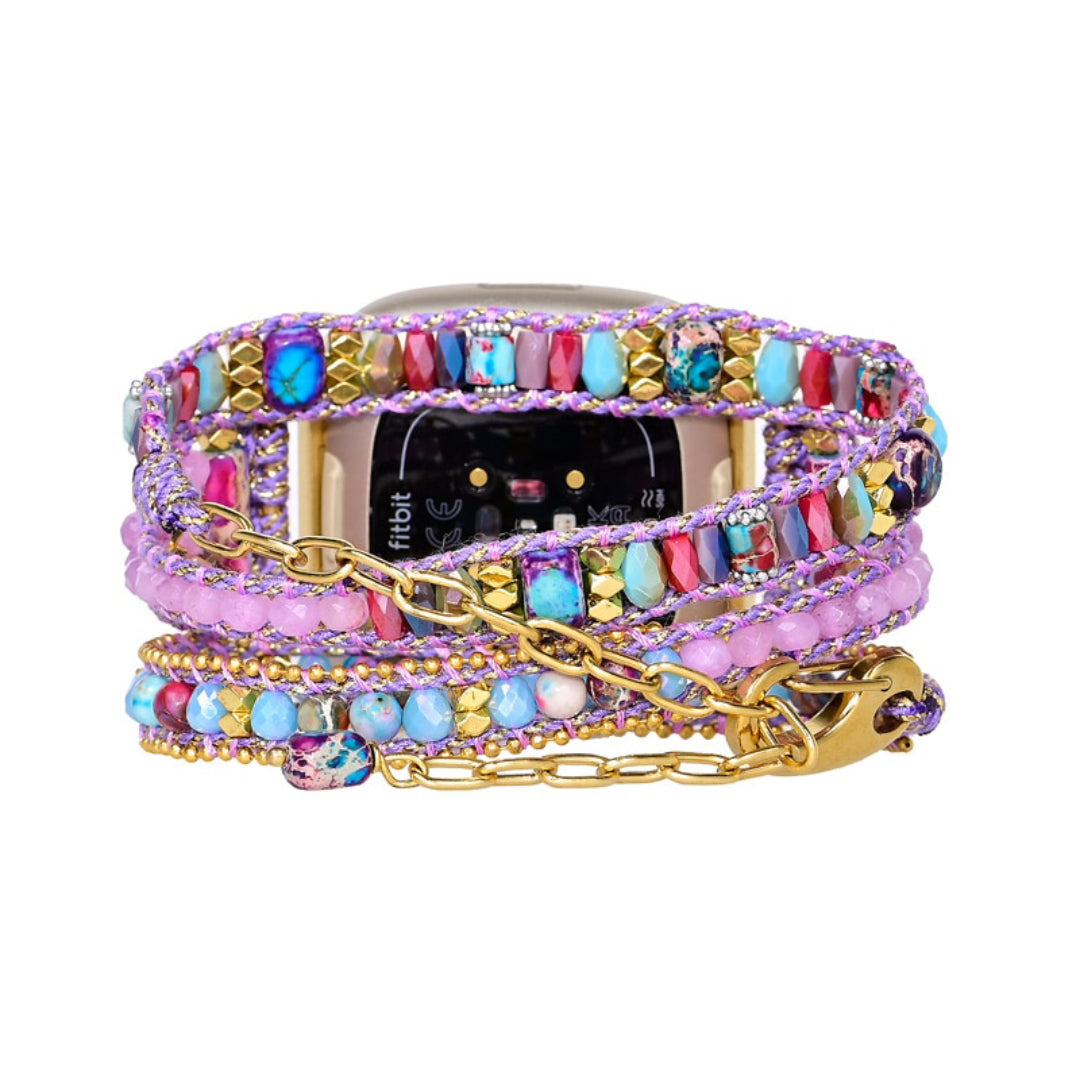 Trendy Purple Jasper Stone Fitbit Watch Strap