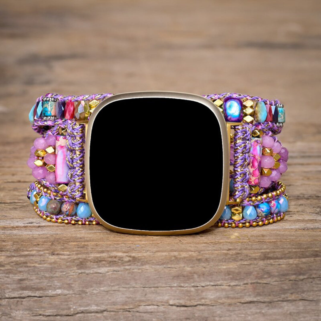 Trendy Purple Jasper Stone Fitbit Watch Strap