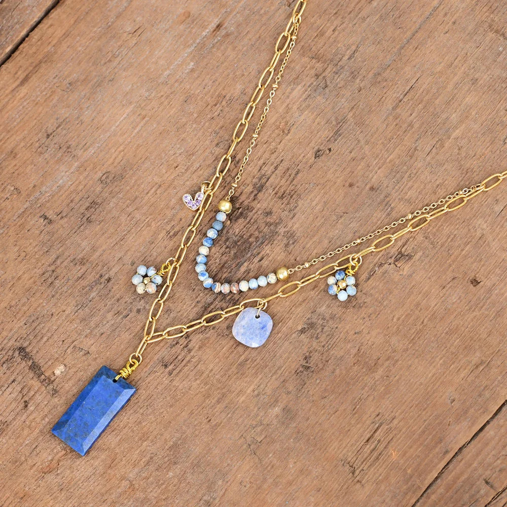 Chic Design Rectangle Lapis Lazuli Necklace