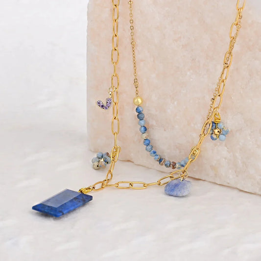 Chic Design Rectangle Lapis Lazuli Necklace