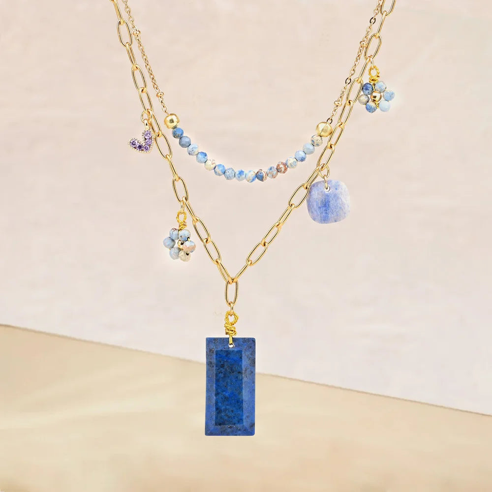 Chic Design Rectangle Lapis Lazuli Necklace