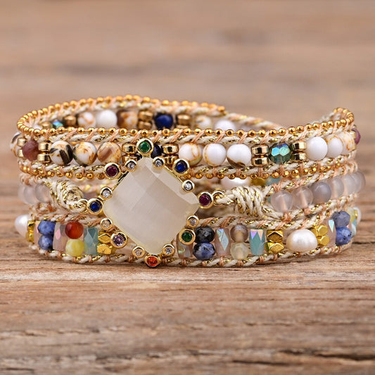 Veganes Wickelarmband aus Bergkristall 