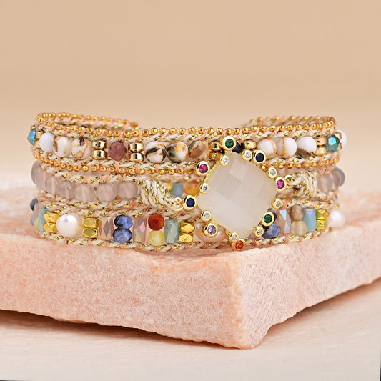 Veganes Wickelarmband aus Bergkristall 