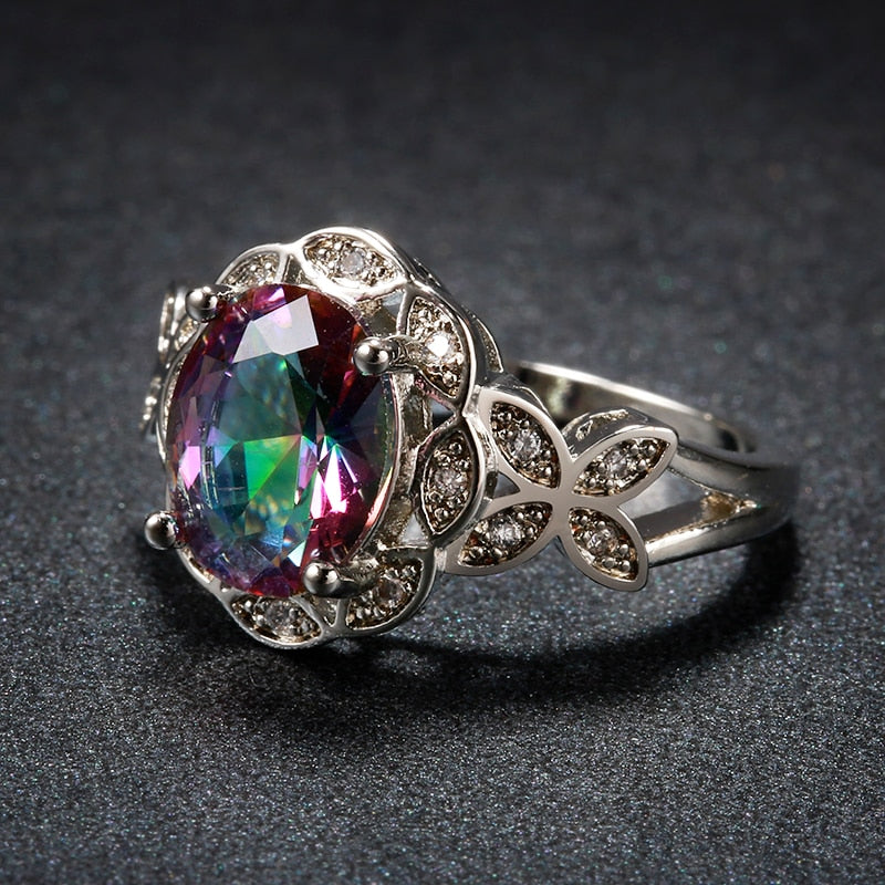 Mystic Rainbow Topaz Sterling Silver Ring