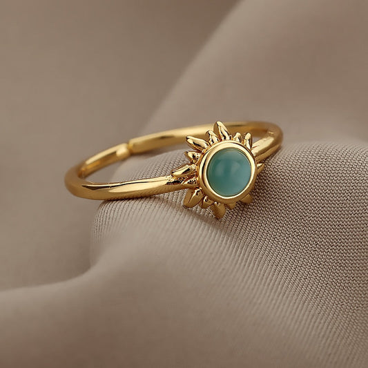 Verstellbarer Vintage Mondstein Ring