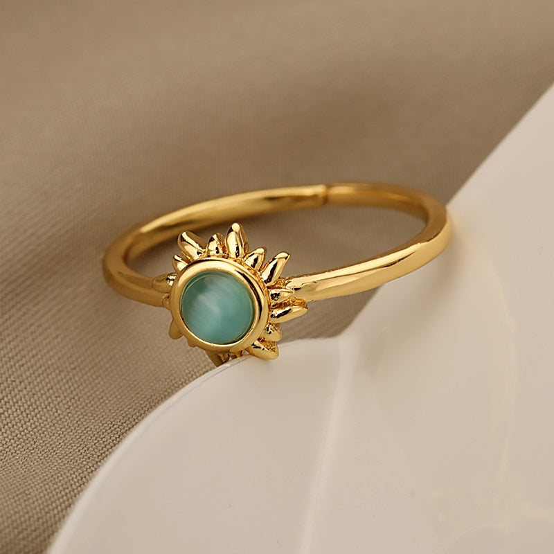Verstellbarer Vintage Mondstein Ring