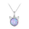 Cat Opal 925 Sterling Silver Necklace