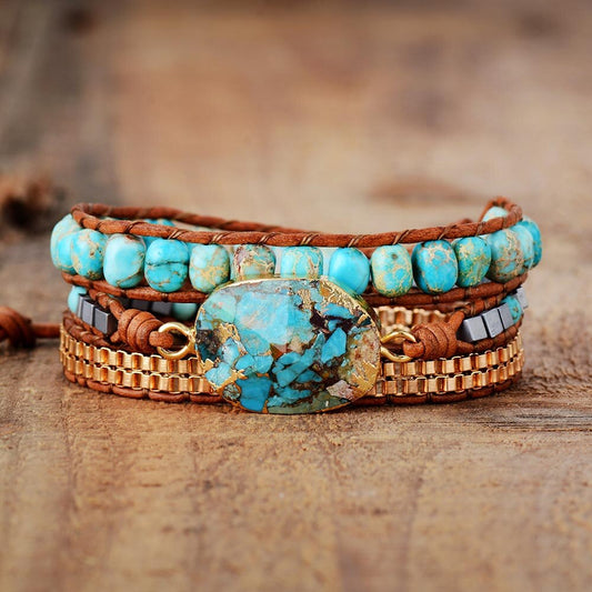 Türkises Amazonit Wickelarmband