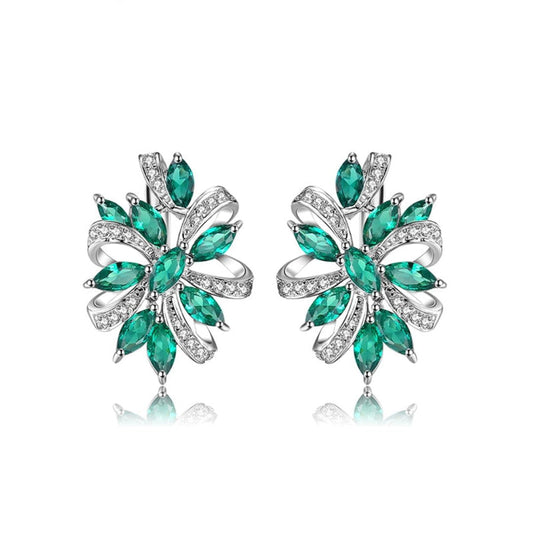 Elegant Emerald 925 Sterling Silver Earrings