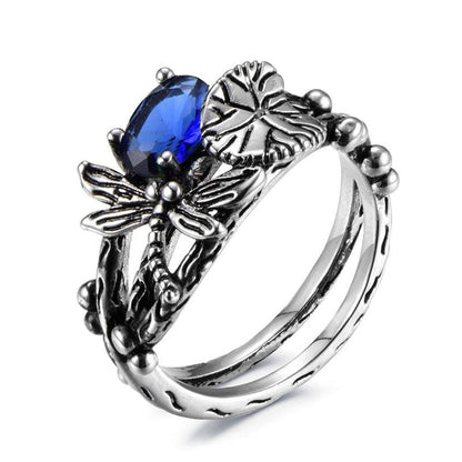 Dragonfly Gemstone Lotus Ring