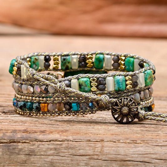 Boho Green Mica Wrap Bracelet