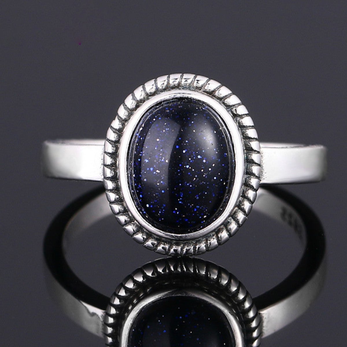 Vintage Blue Sandstone Silver Ring
