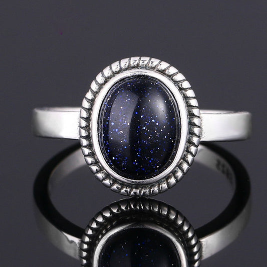 Vintage Blue Sandstone Silver Ring
