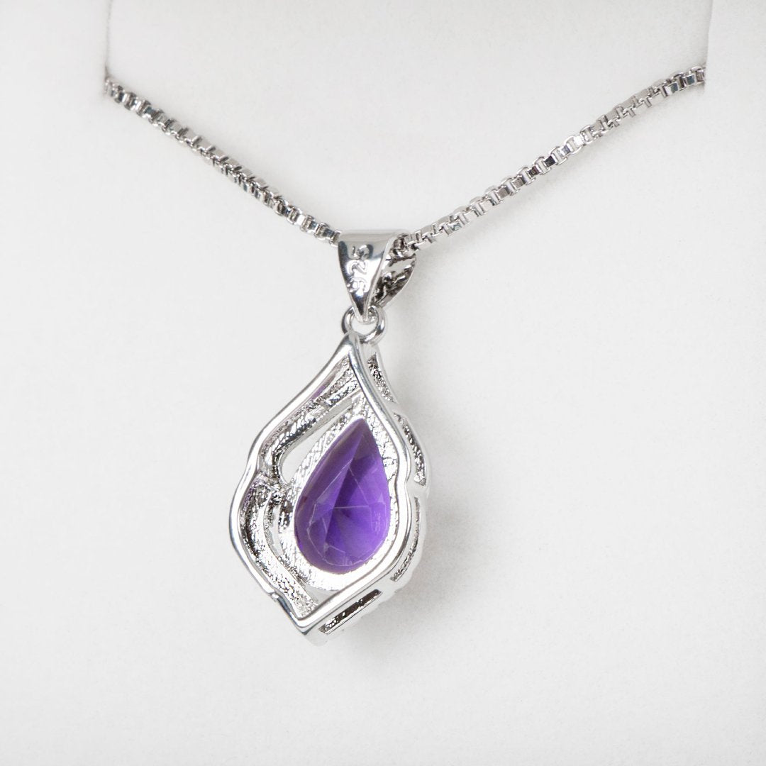 Elegant Amethyst & Zirconia Silver Necklace