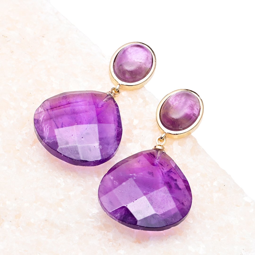 Spiritual Ethnic Amethyst Earrings