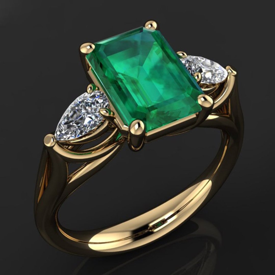 Glänzender Smaragd 925 Steling Silber Ring 