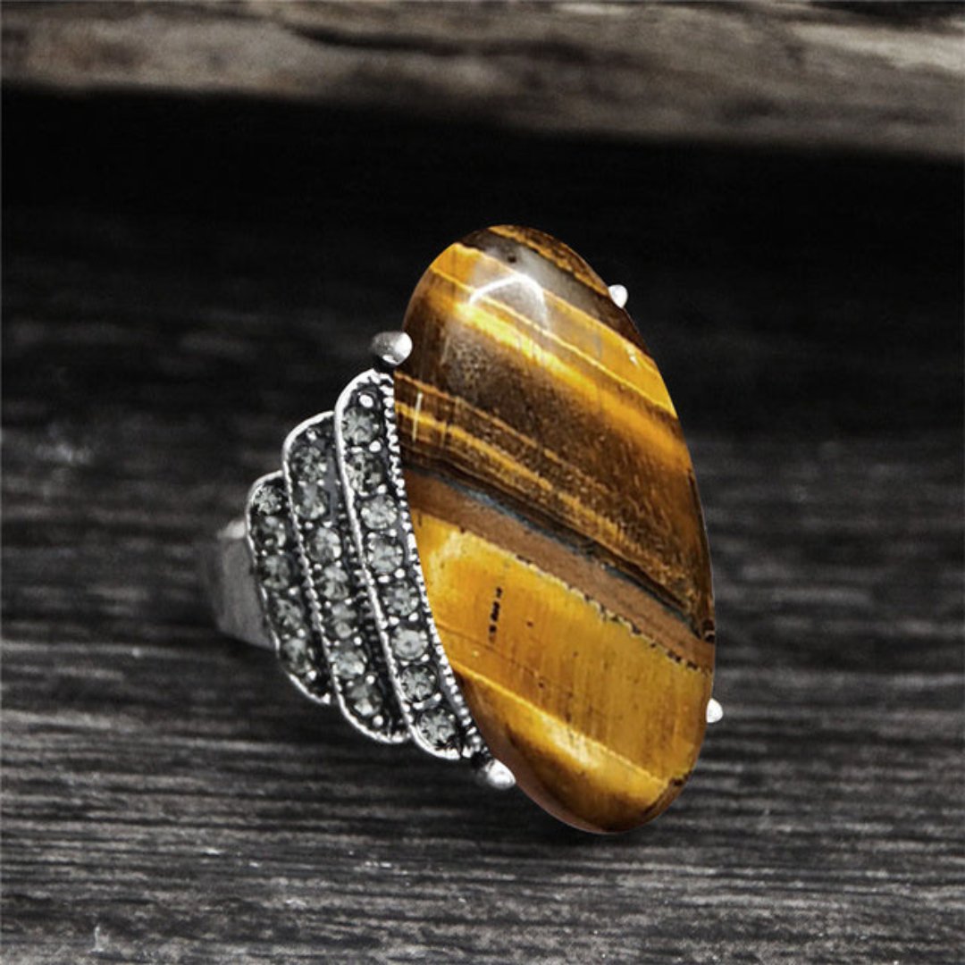 Spiritueller Naturstein versilberter Ring