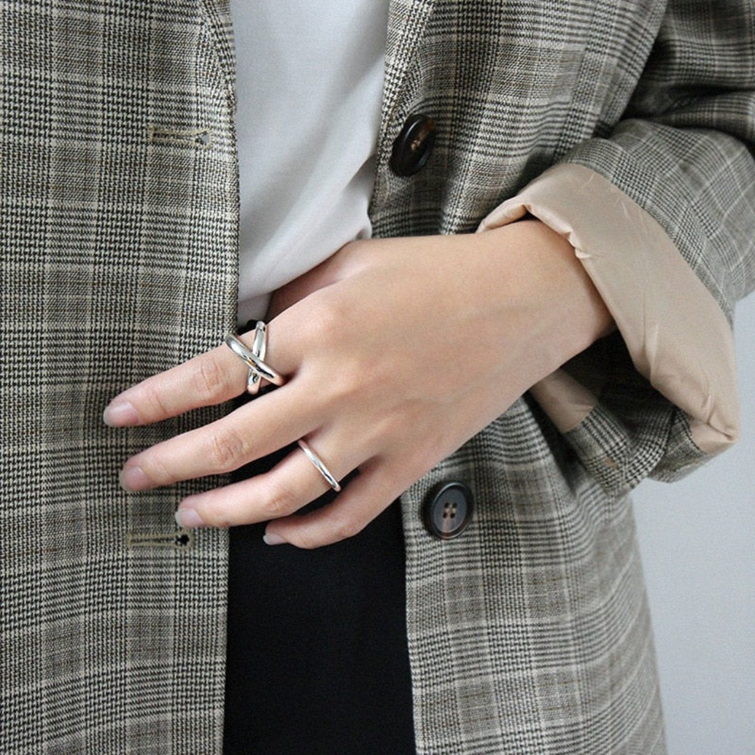 X 925 Sterling Silver Adjustable Ring