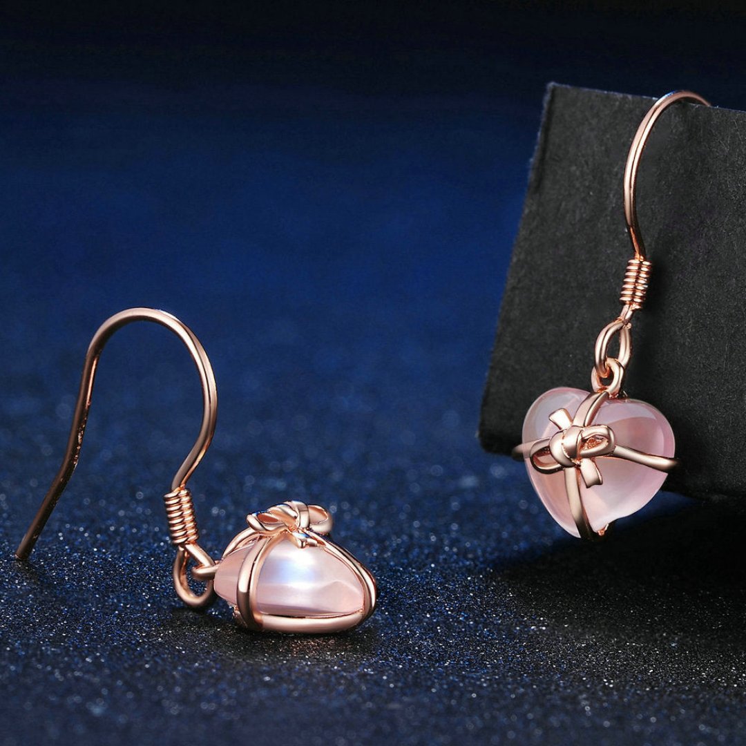Romantic Rose Quartz 18K Gold Plated Earrings