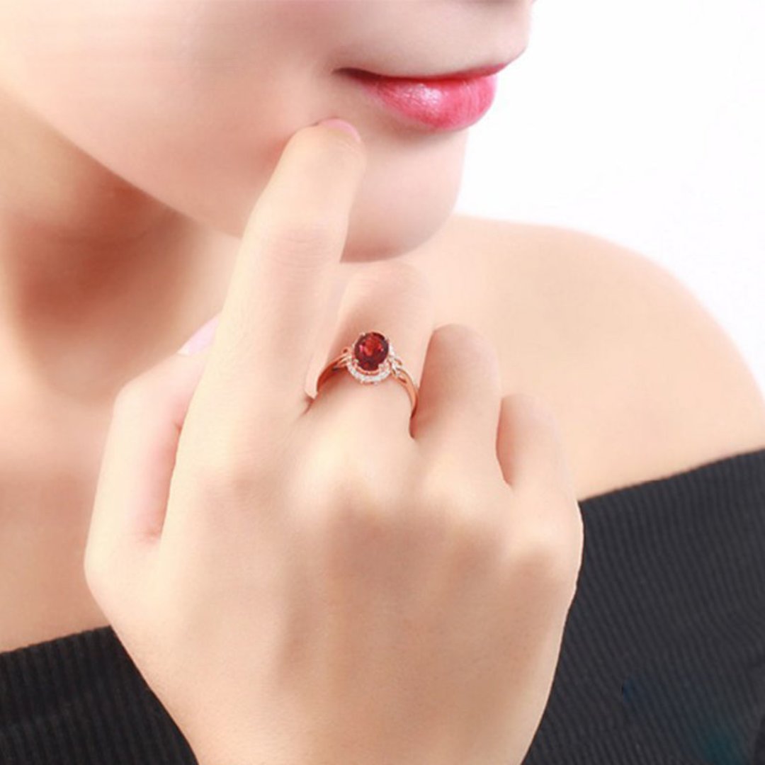 Luxury Garnet & Zircon Sterling Silver Ring