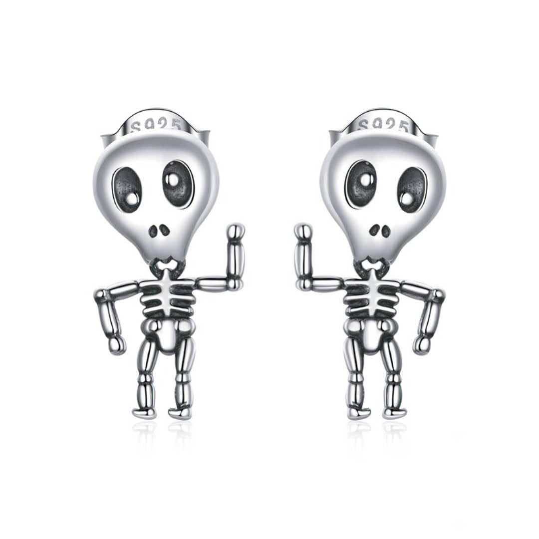 Crazy Skull 925 Sterling Silver Earrings