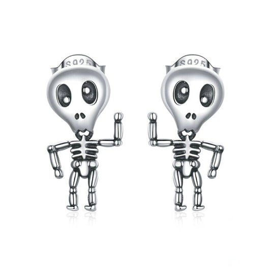 Crazy Skull 925 Sterling Silver Earrings