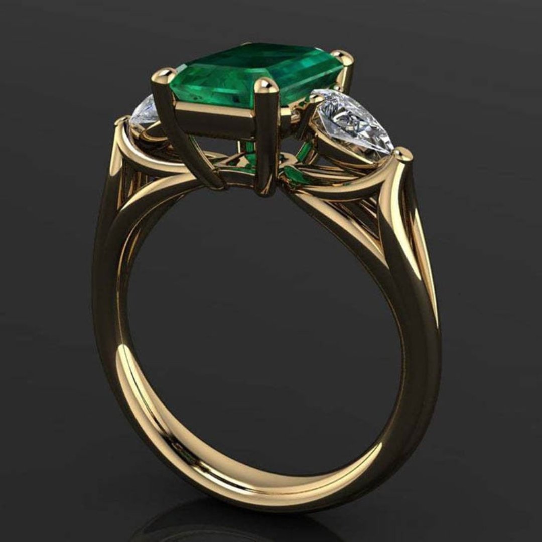 Glänzender Smaragd 925 Steling Silber Ring 
