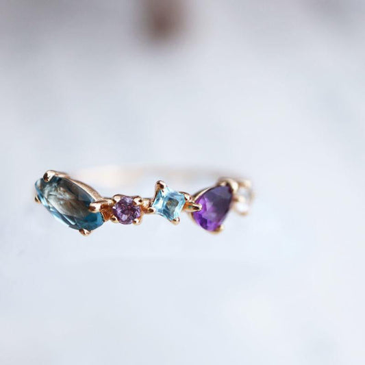 Elegant Amethyst & Sapphire Adjustable Ring