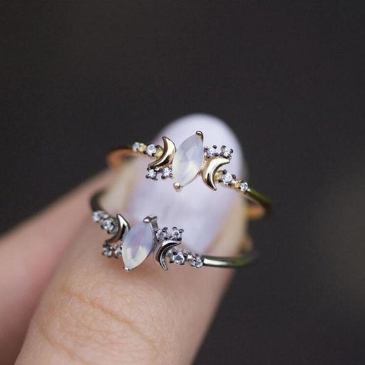 Elegant Moon Shaped Opal Ring