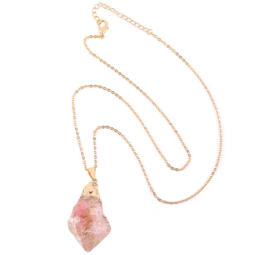Natural Rainbow Rose Quartz Necklace