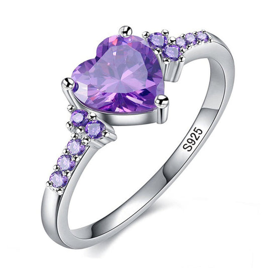 Love Amethyst 925 Sterling Silver Ring