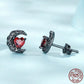 Red Zirconia Black 925 Sterling Silver Earrings